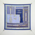 GG Double-Sided 90x90cm Blue Colorful Twill Silk 194456