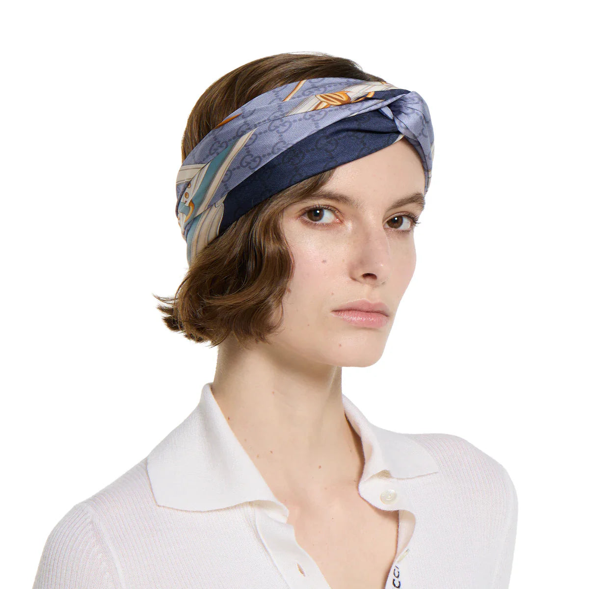 GG Double-Sided 90x90cm Blue Colorful Twill Silk 194456