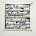 HM A l'Ombre des Boulevards Scarf 90x90cm Black White Twill Silk 303274