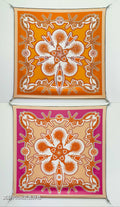 HM Les Eperons Scarf 90x90 Orange Colorful Twill Silk 202554