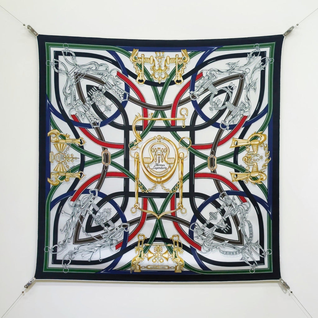 HM Harnais Legendaire Scarf 90x90 Black Colorful Twill Silk