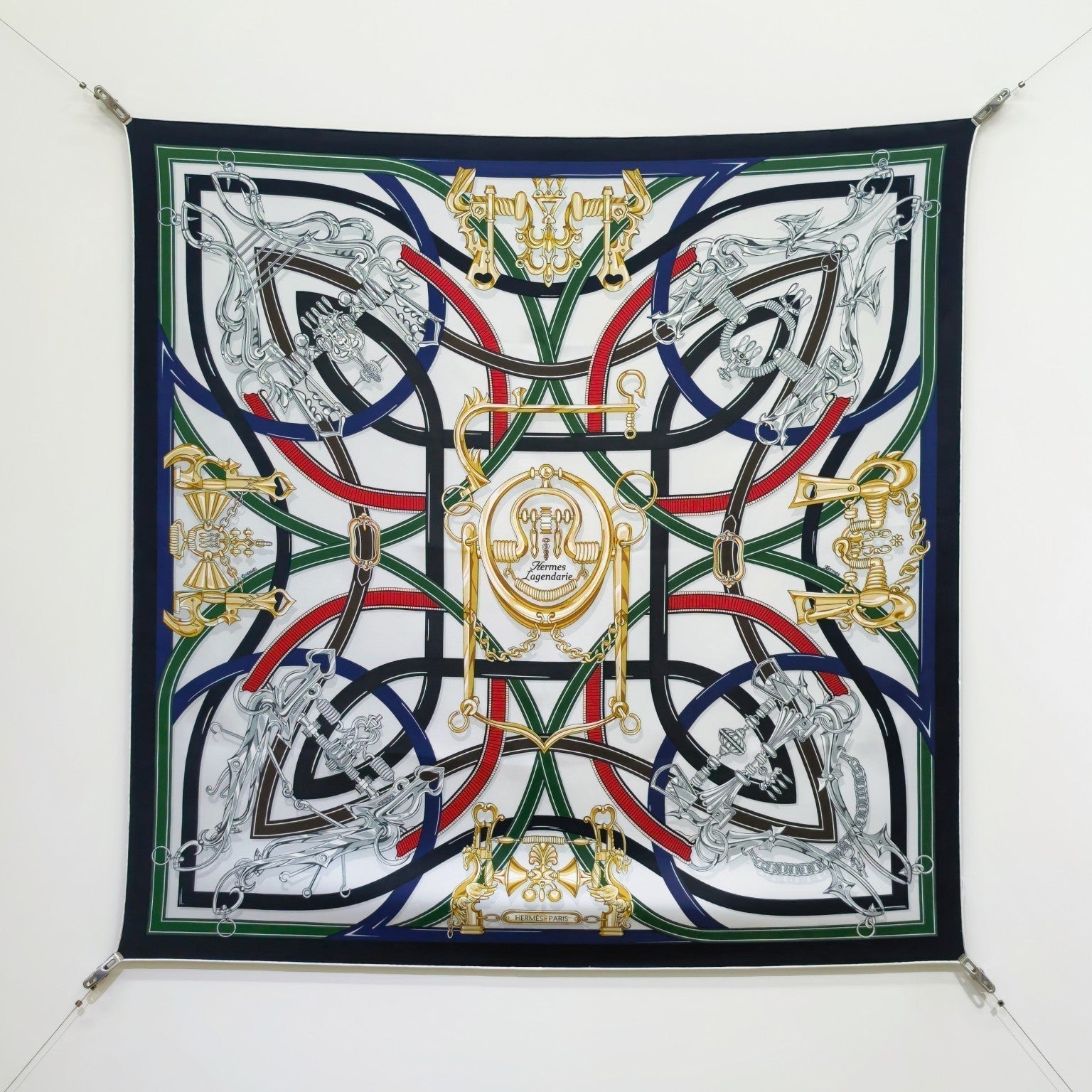 HM Harnais Legendaire Scarf 90x90 Black Colorful Twill Silk