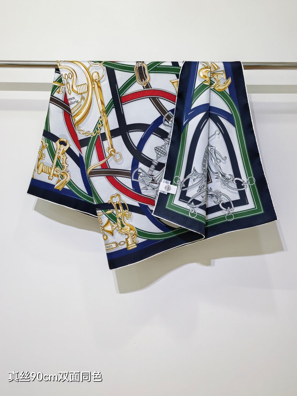 HM Harnais Legendaire Scarf 90x90 Black Colorful Twill Silk