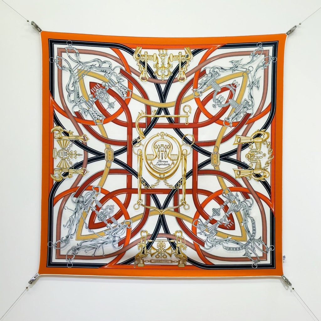 HM Harnais Legendaire Scarf 90x90 Orange Colorful Twill Silk