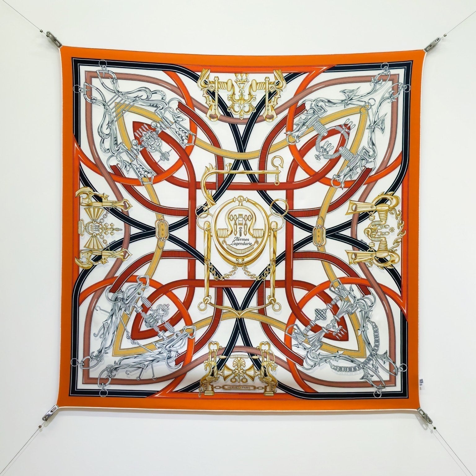 HM Harnais Legendaire Scarf 90x90 Orange Colorful Twill Silk