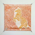 HM La Nouvelle Cite Cavaliere Scarf 90x90cm Orange Twill Silk 303281