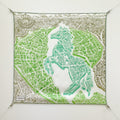HM La Nouvelle Cite Cavaliere Scarf 90x90cm Green Twill Silk 303282