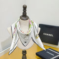 CC 26s Scarf 90x90cm White Colorful Twill Silk 304630