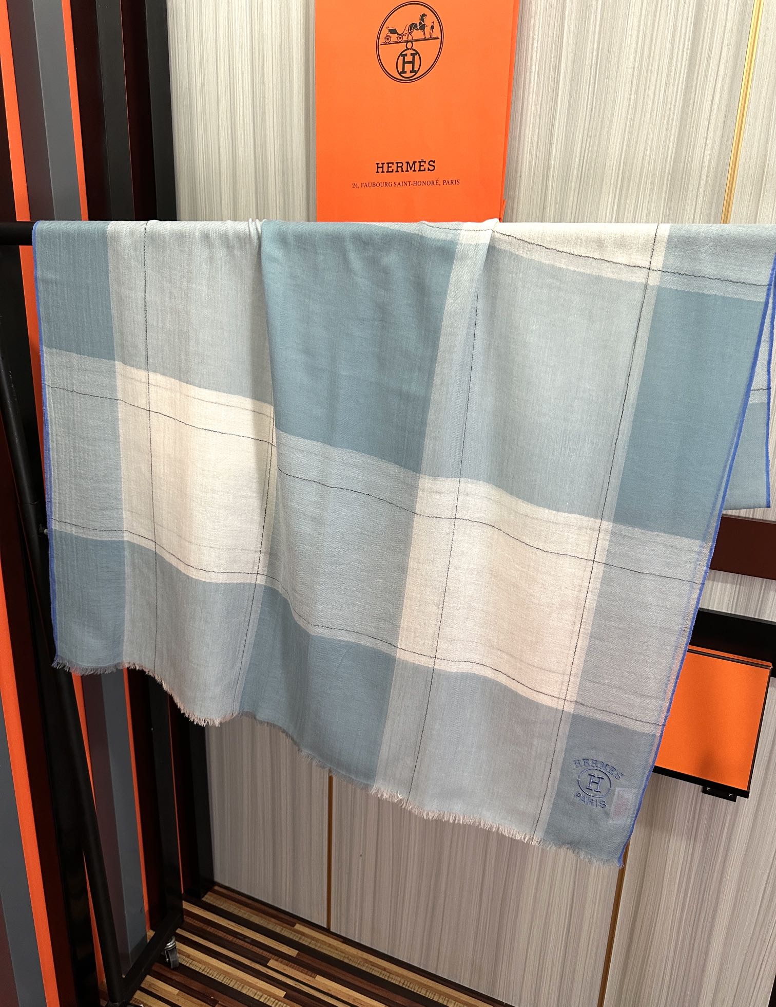 Scarf 90 Cm Light Blue Mix White Caro Cashmere