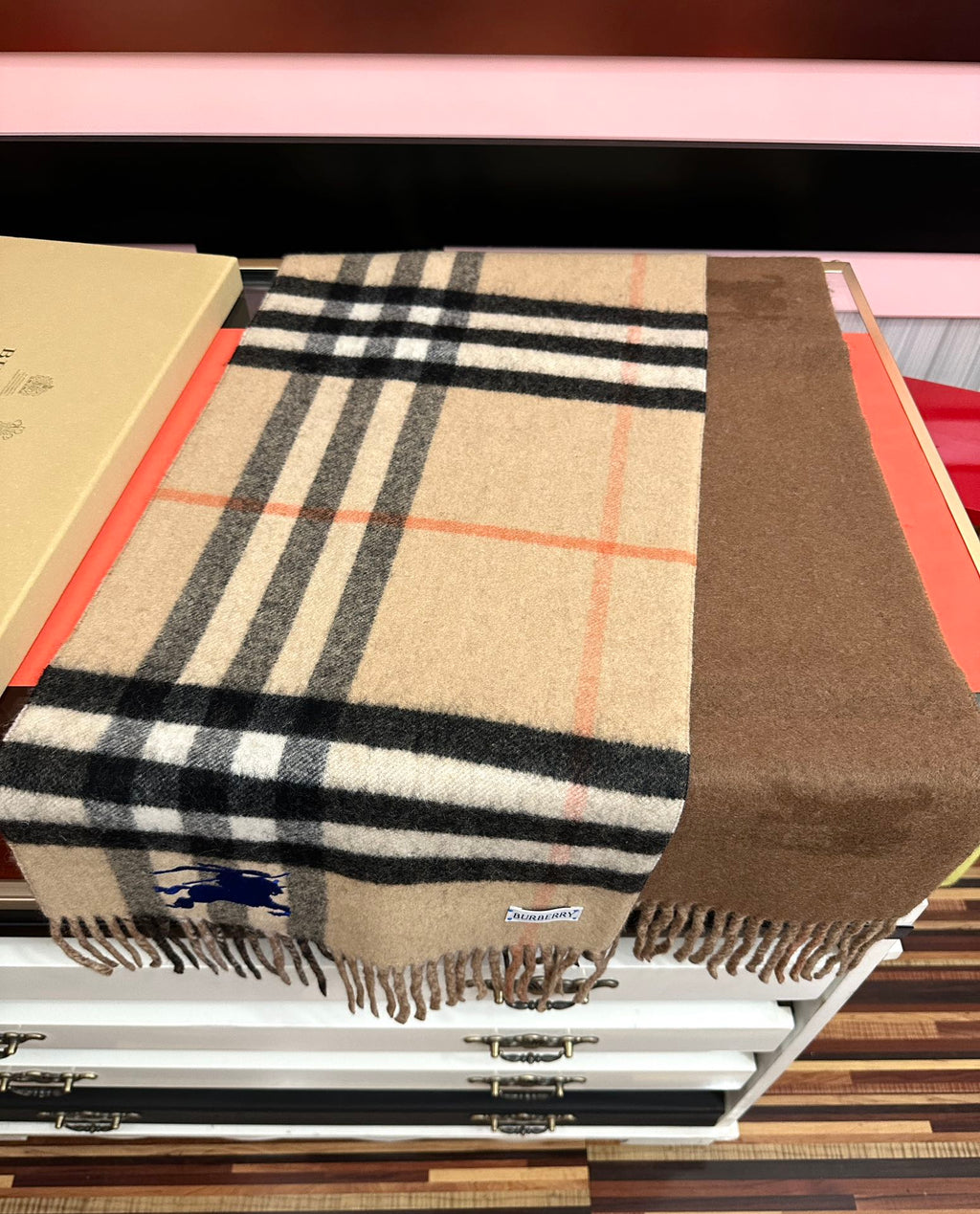 BBR Double-Sided Scarf 160CM Beige Cashmere 292959