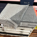 CD Oblique Print Scarf 200CM Gray White Wool 292981