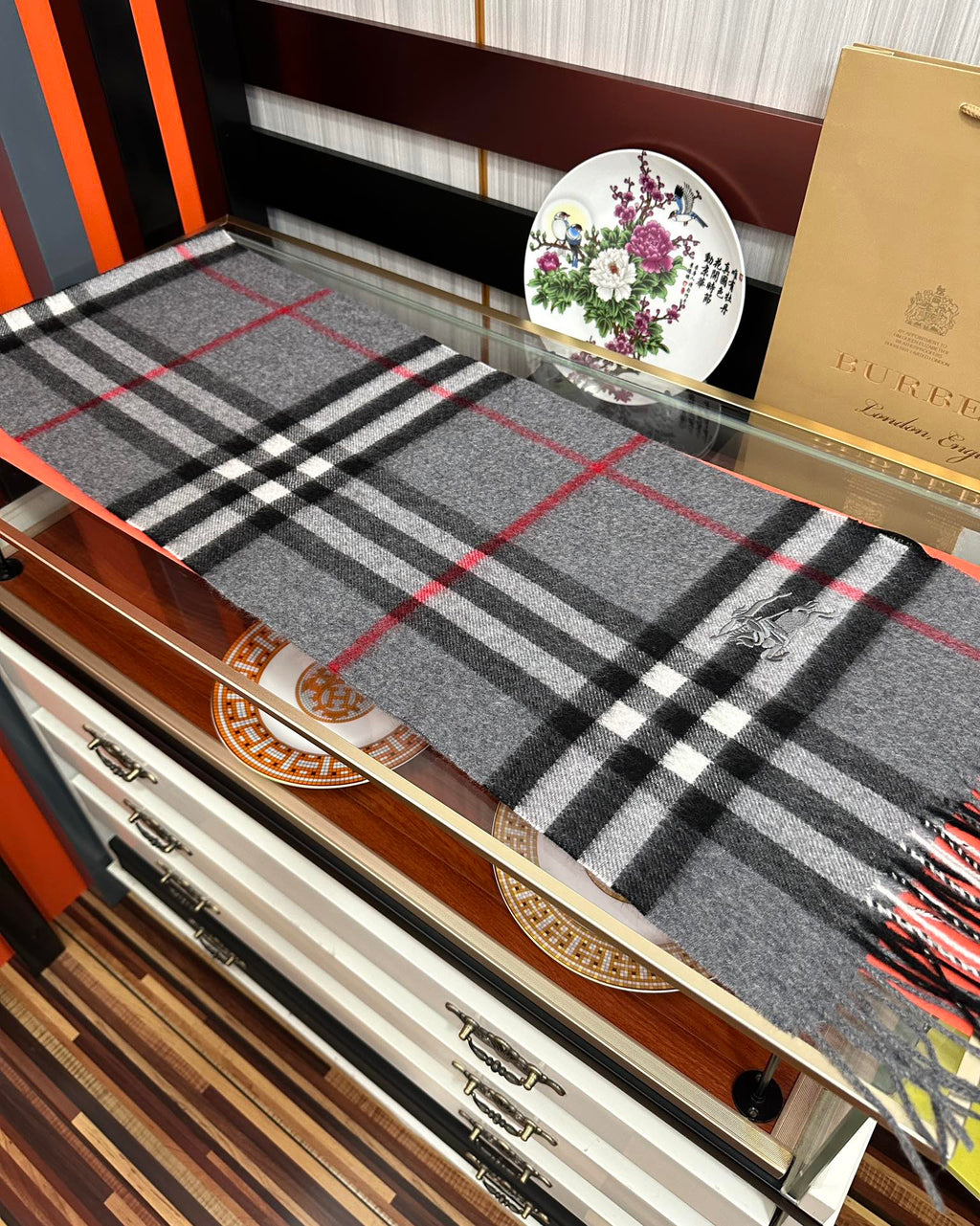BBR Double-Sided Scarf 200CM Dark Gray Cashmere 293004