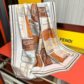 FF 90CM Scarf Beige Brown Mulberry Silk 103061
