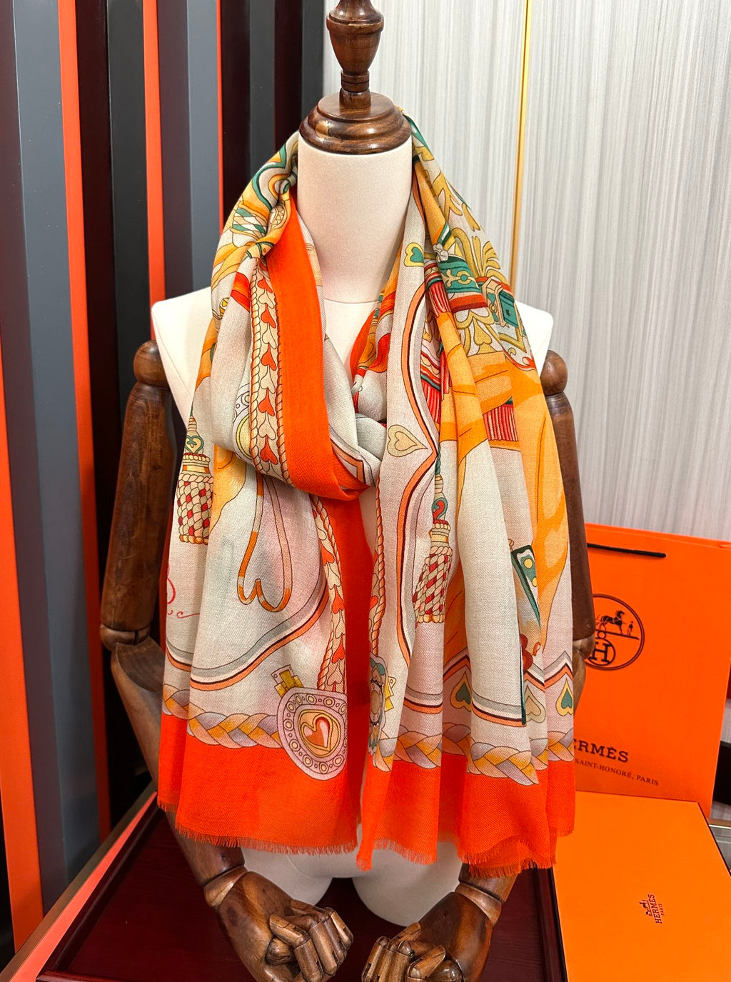 HM 25s Scarf 200cm Orange Beige Cashmere 976424