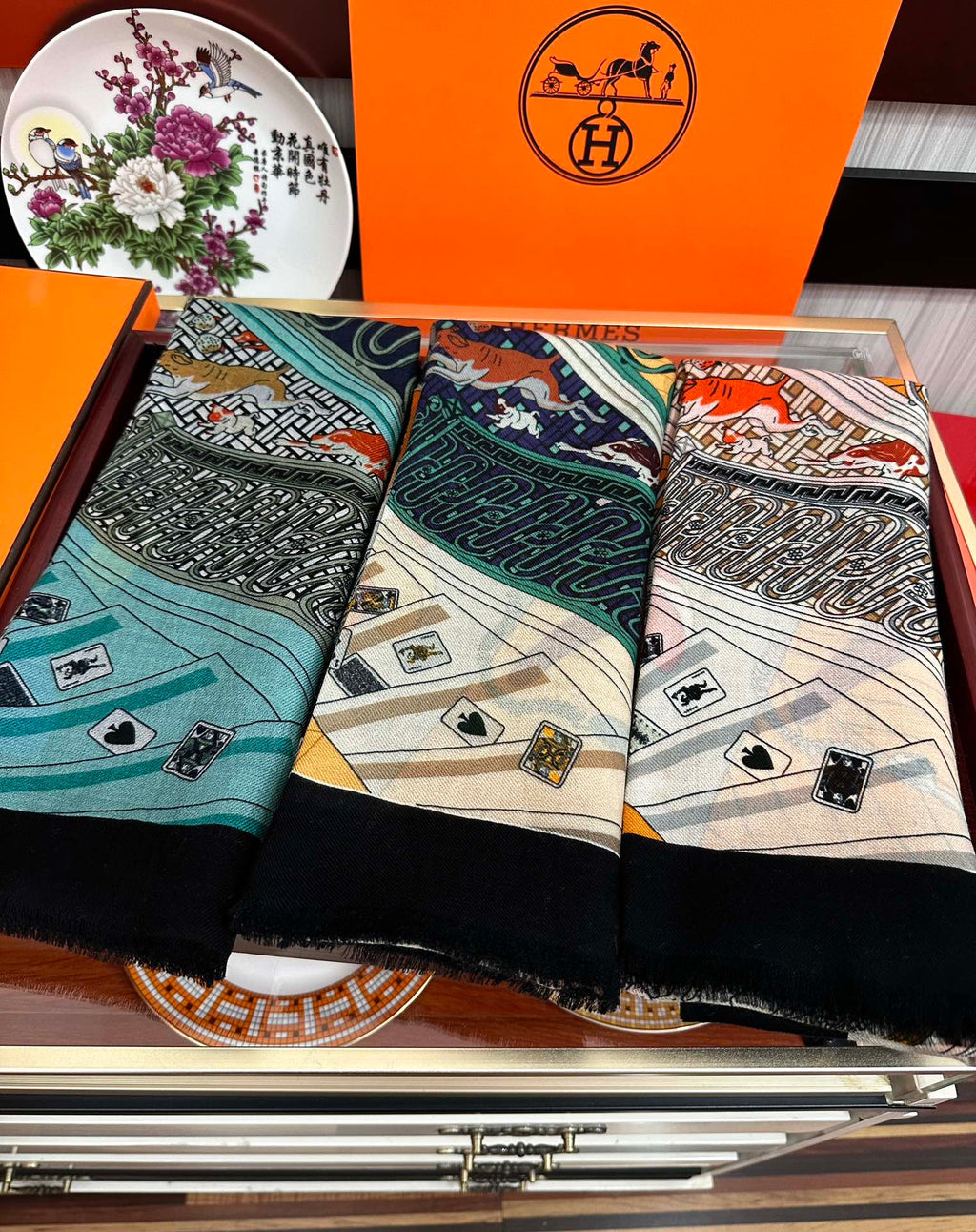 HM Newest Design Scarf 200CM Blue Black Cashmere 976448