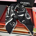 CC Camellia Letter Print 140cm Black White Cashmere 153107
