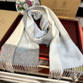 HM 26s Reversible Scarf 180cm Pale Blue Grey Cream Cashmere 153129