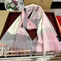 HM 26s Reversible Scarf 180cm Pink Grey Cream Cashmere 153130