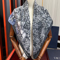 CD Around the World Scarf 90x90cm Black Colorful Twill Silk 304660