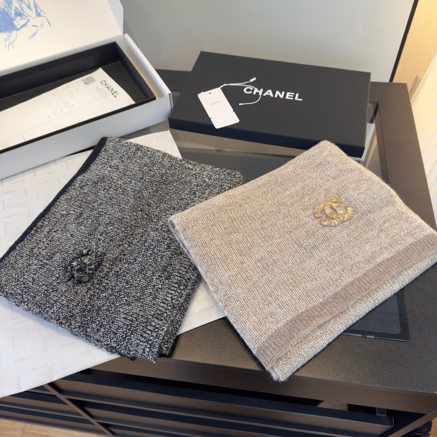CC 25 Classic Scarf 170cm Light Beige Wool 293468