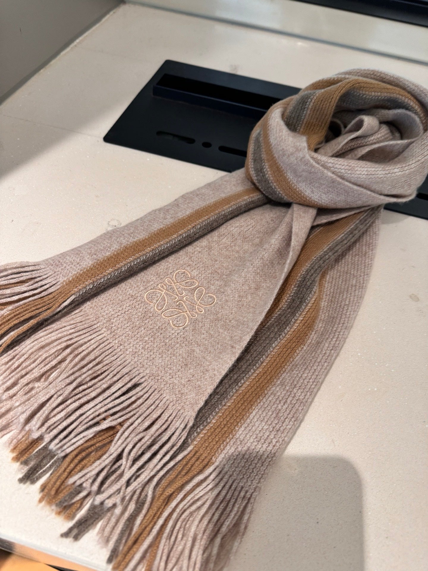 Loewe Scarf 180CM Beige Camel Cashmere 968539