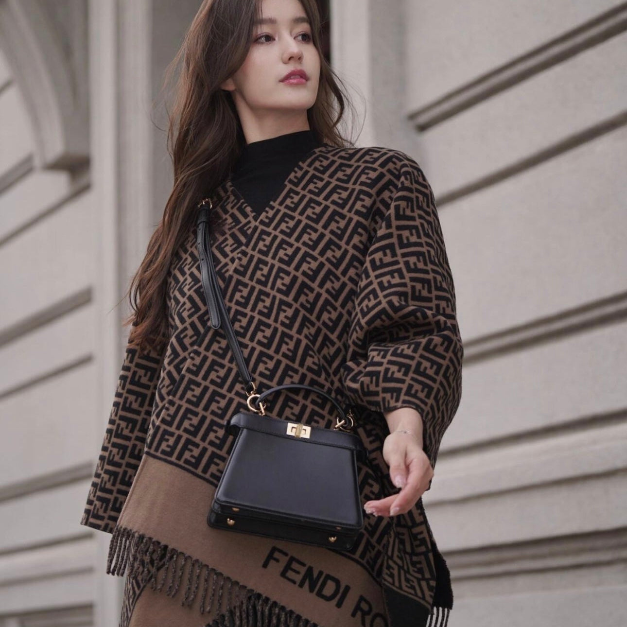 FF 140CM Two-tone Brown Black Wool 103678