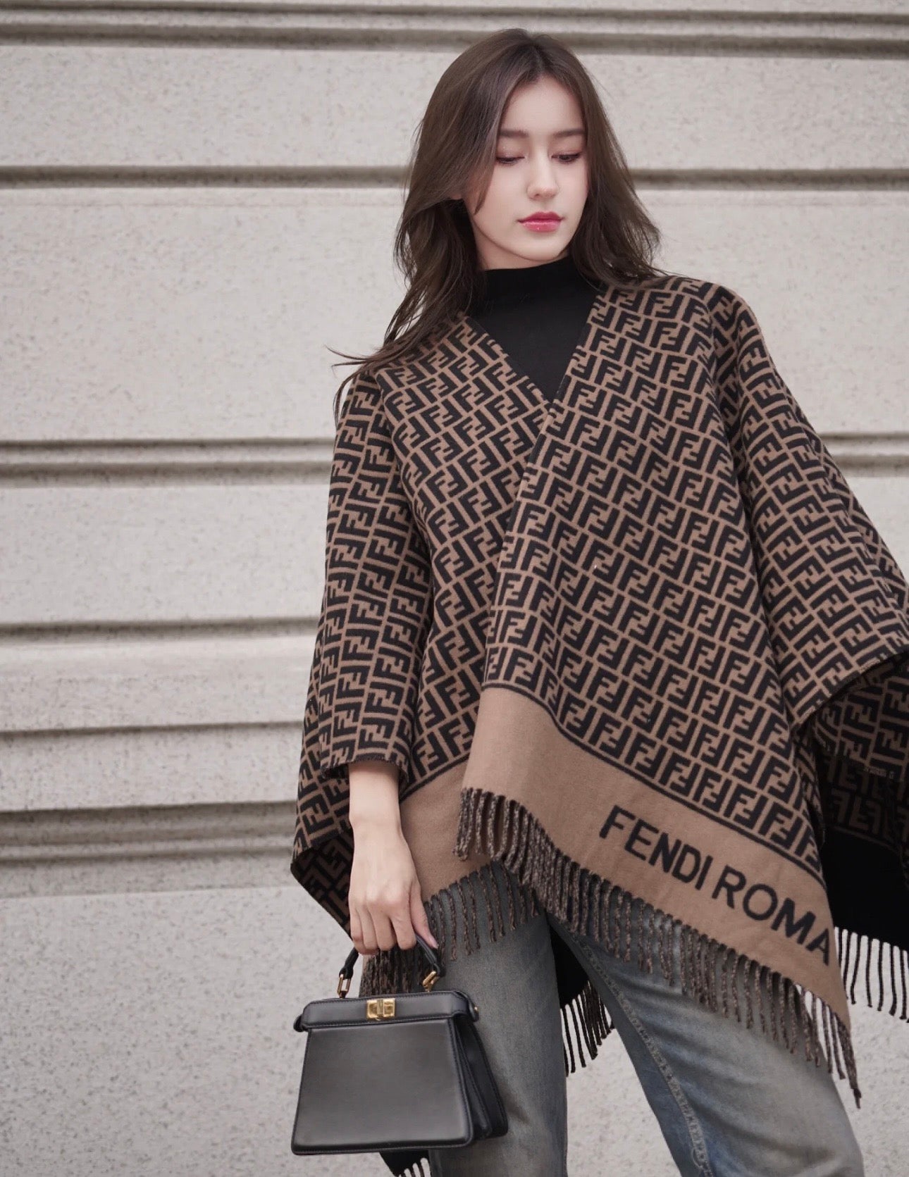 FF 140CM Two-tone Brown Black Wool 103678