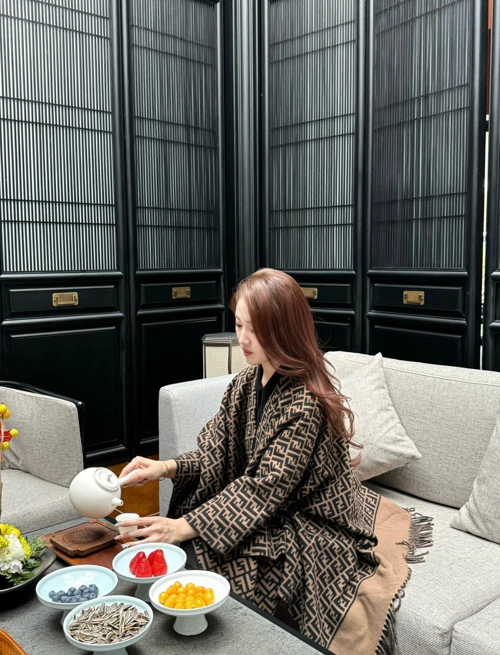FF 140CM Two-tone Brown Red Wool 103729