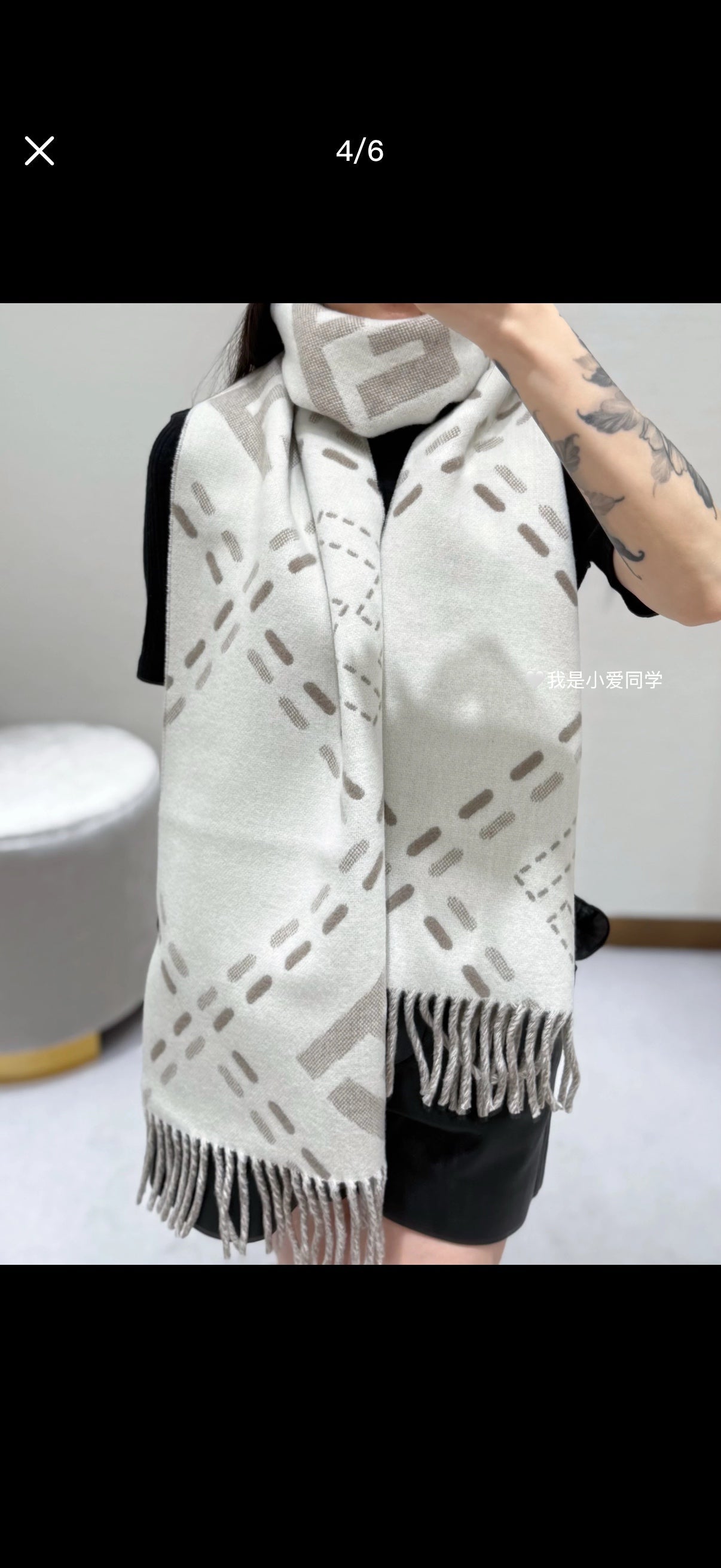 FF 210CM Scarf Light Brown Mix Ivory Sheep Wool 100249
