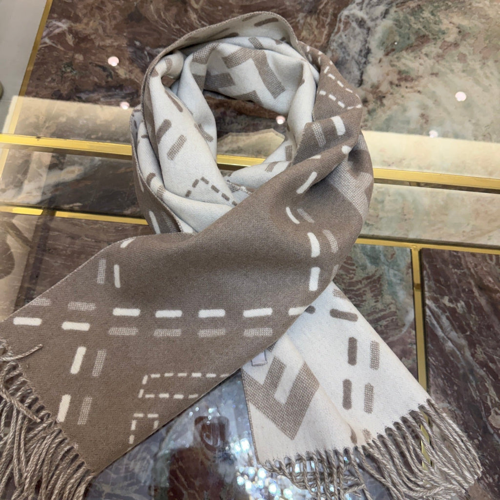 FF 210CM Scarf Light Brown Mix Ivory Sheep Wool 100249