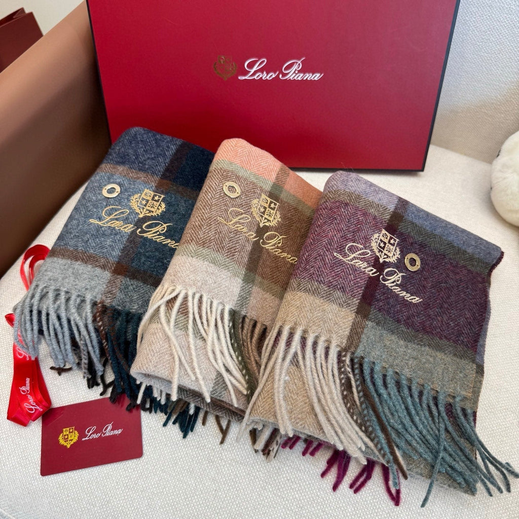 BBR Classic Embroidered Scarf 185CM Purple Cashmere 292818