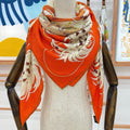 Legende Brodee Scarf 140 CM In Orange Colorful Cashmere And Silk 276519