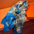 EXOTIC PARADISE CASHMERE SCARF 200 CM COBALT BLUE MIX COLORFUL CASHMERE