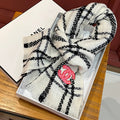 CC Scarf 190 CM In White With Black Stripes Wool  420038
