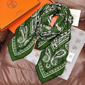 HM Cheval de Coeur Bandana Scarf 140*140cm Green Cashmere Silk 286289