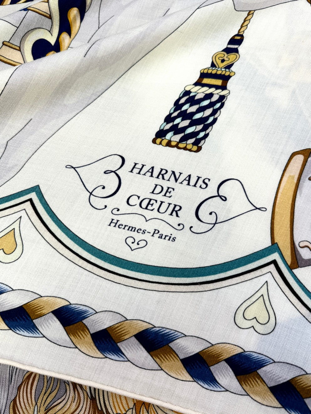 Harnais De Coeur Scarf 135 CM In White Colorful Cashmere And Silk 381094