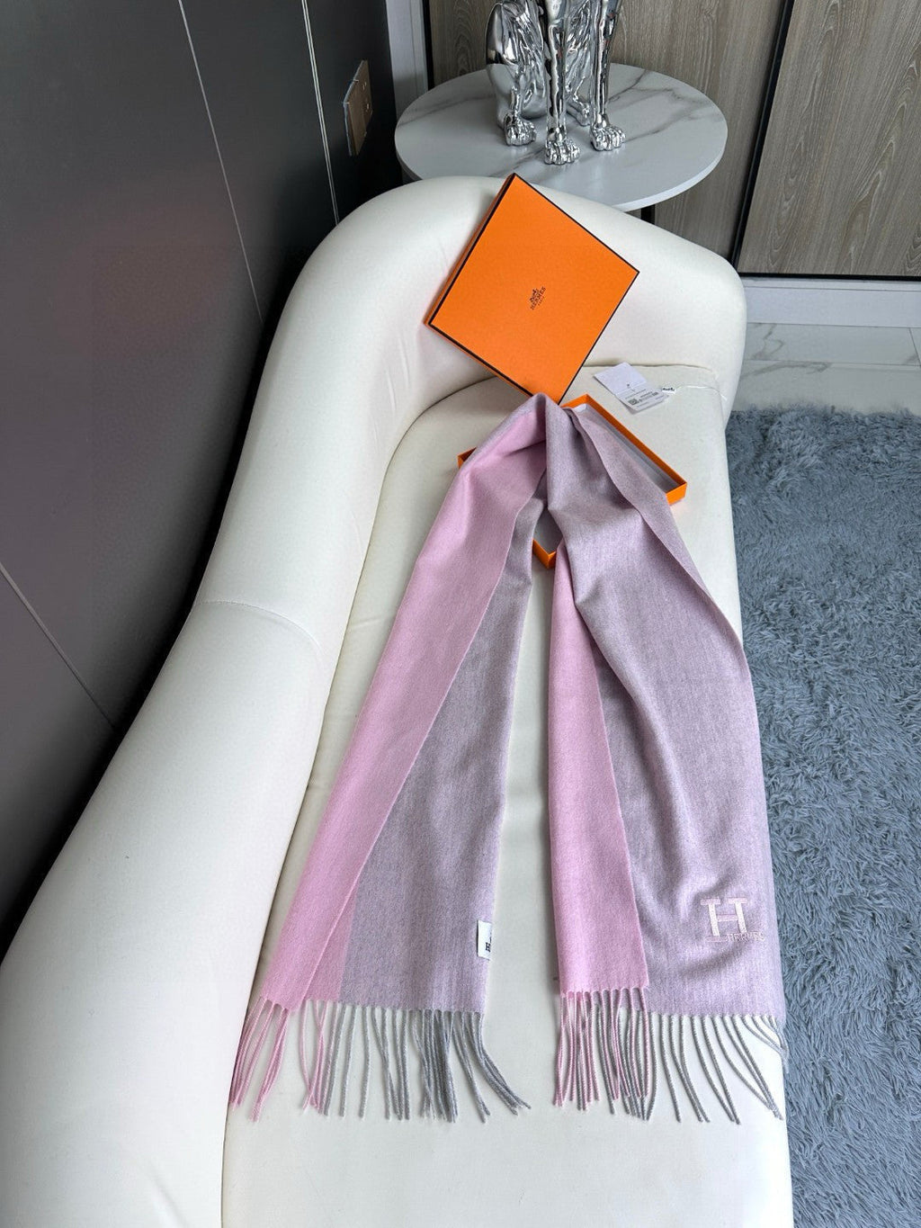 SCARF 190 CM IN BLUSH PINK CASHMERE