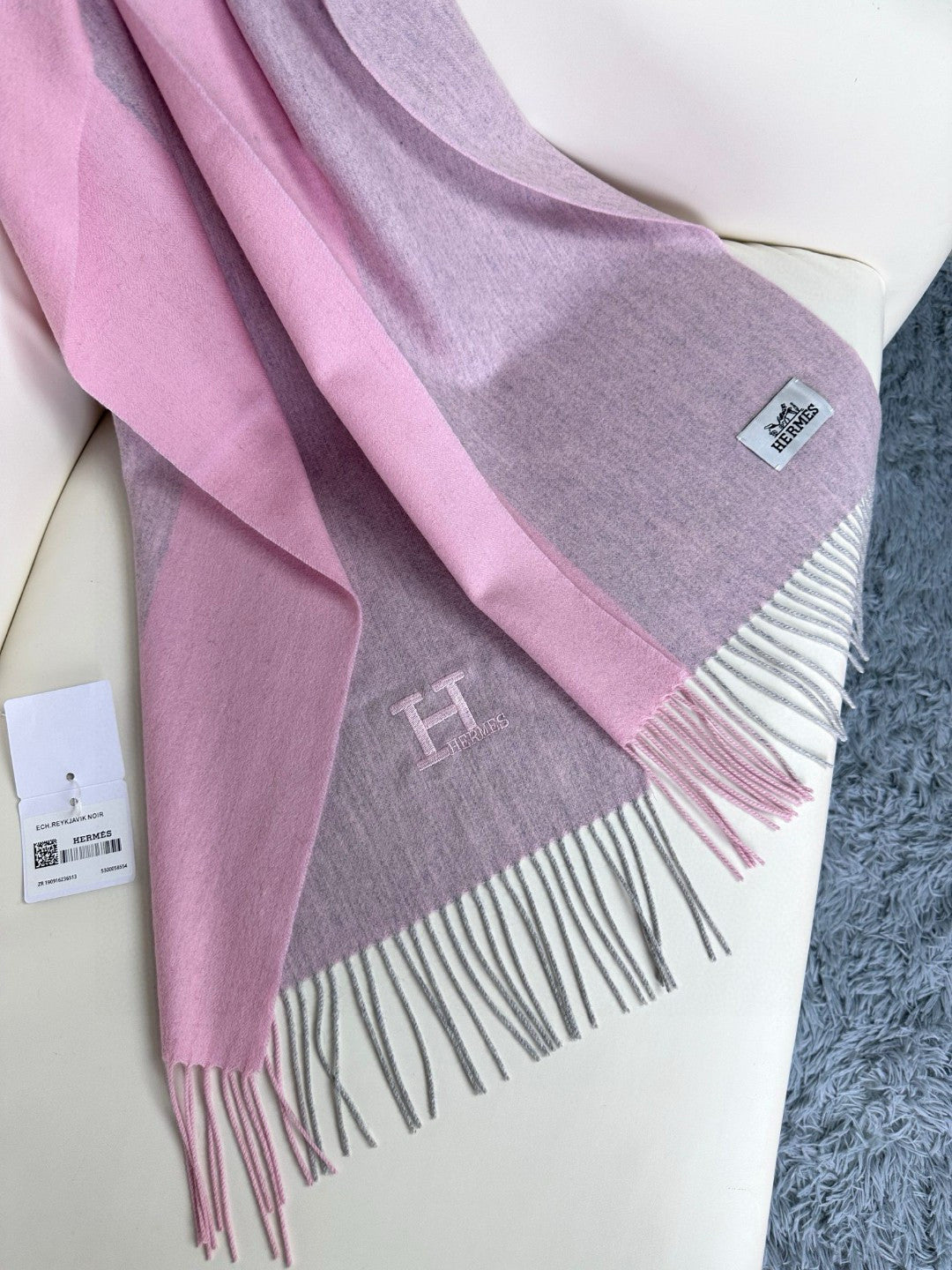 SCARF 190 CM IN BLUSH PINK CASHMERE