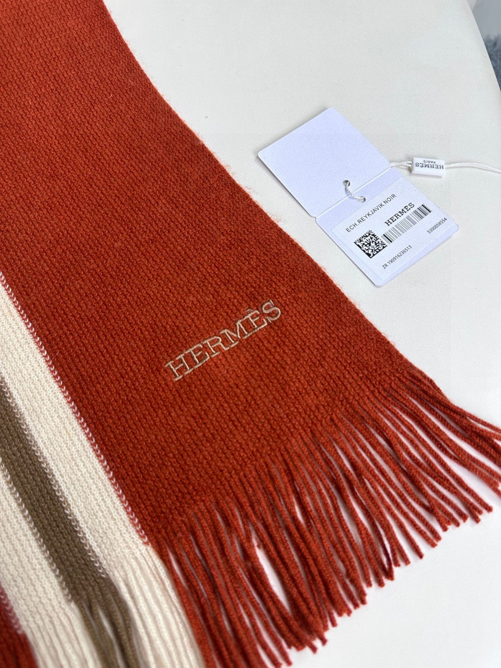 Scarf 180 CM In Red Mix White Khaki Green Cashmere 401087