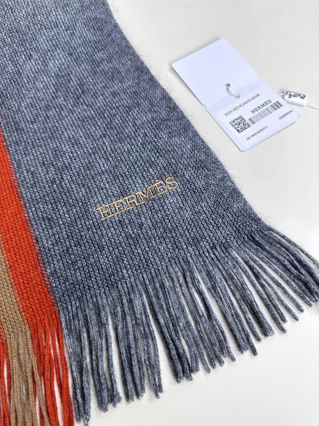 Scarf 180 CM In Charcoal Grey Mix Red Khaki Green Cashmere 401088