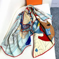 Mystere Au 24 Scarf 135 CM Light Jade Blue Colorful Cashmere And Silk