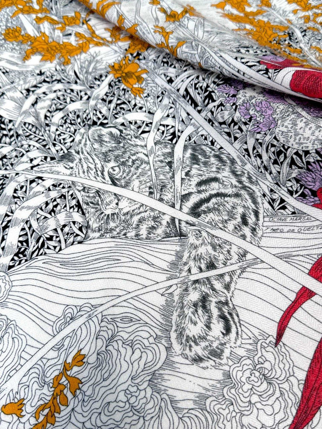 Retour A La Nature Shawl 135CM In Black White Colorful Cashmere And Silk