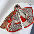 Dressage Tressage Shawl 140 CM In Orange Red Colorful Silk