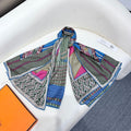 Dressage Tressage Shawl 140 CM In Blue Black Colorful Silk