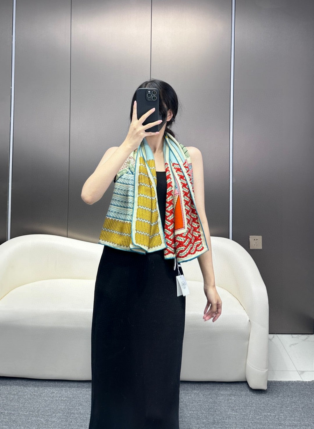 Scarf 140 CM In Red Yellow Colorful Silk