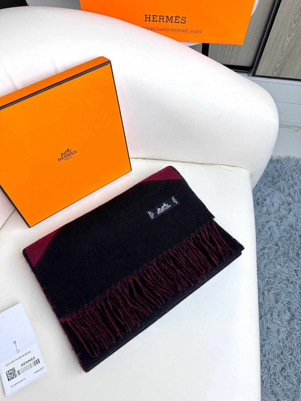 Scarf 190 CM Dark Red Mix Black Wool Soft