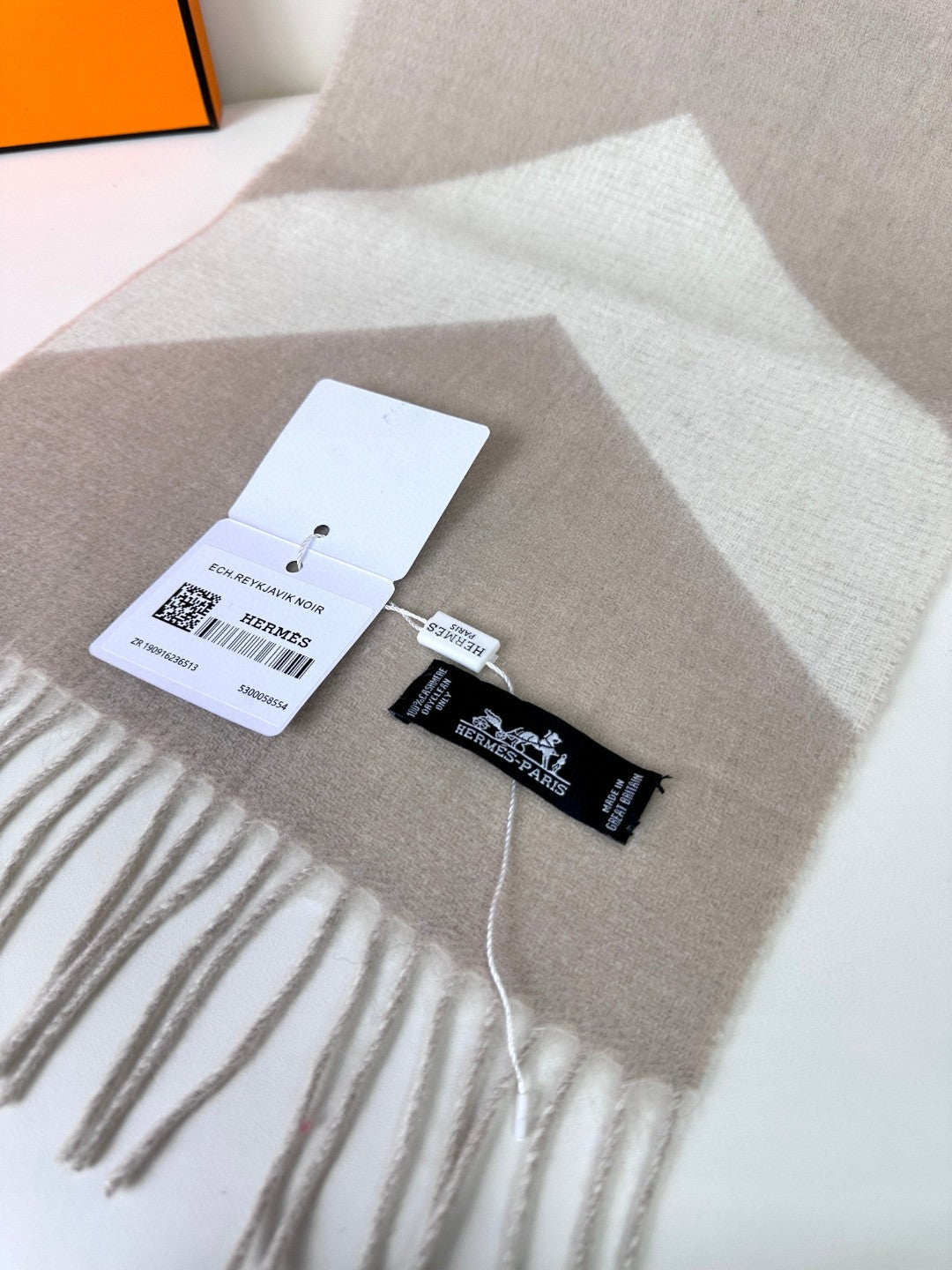 Scarf 190 CM Light Brown Mix White Wool Soft