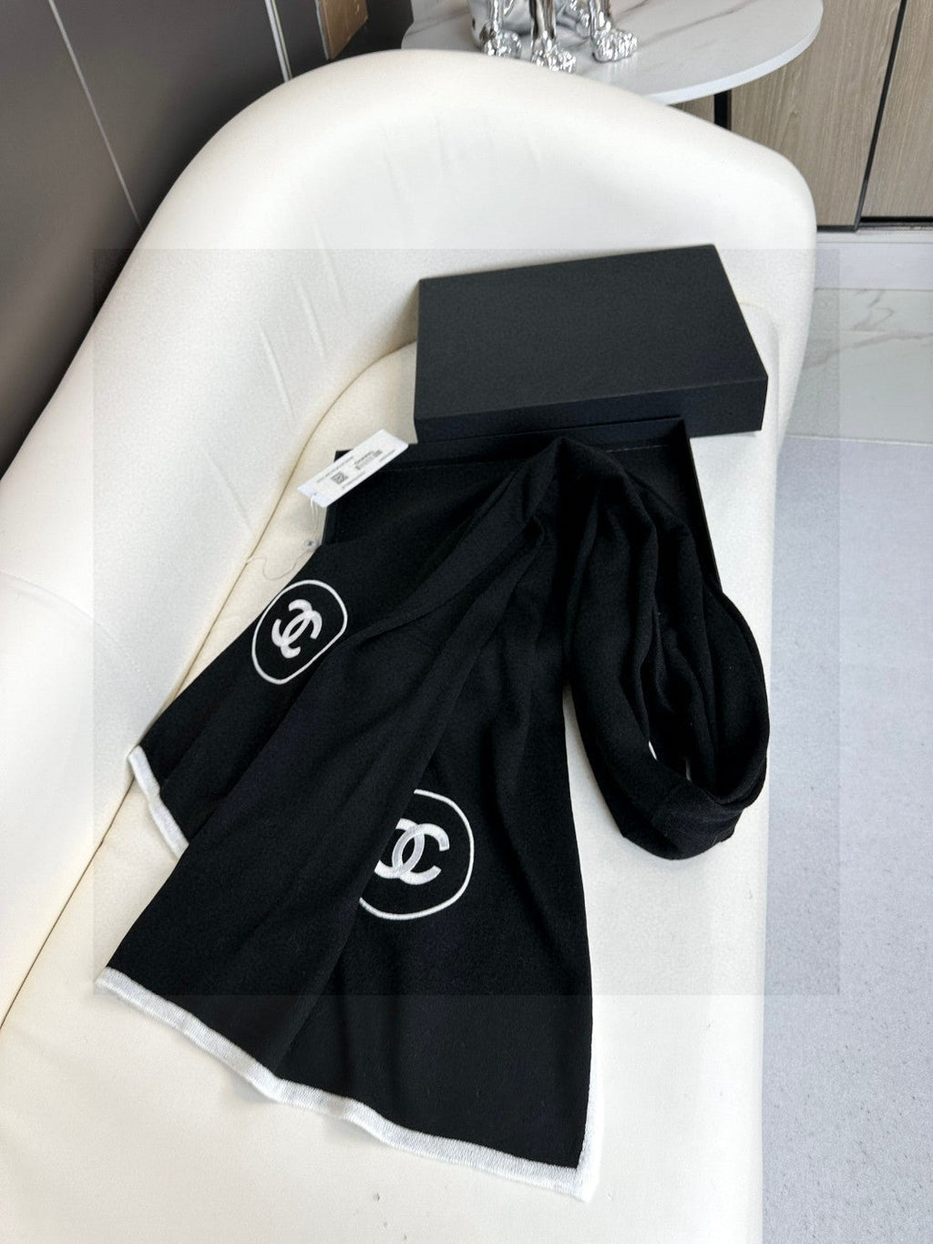 CC Scarf 200 CM In Black Cashmere And Silk 419965