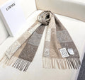 Loewe Scarf 180CM Light Brown Gray Wool Cashmere 968611