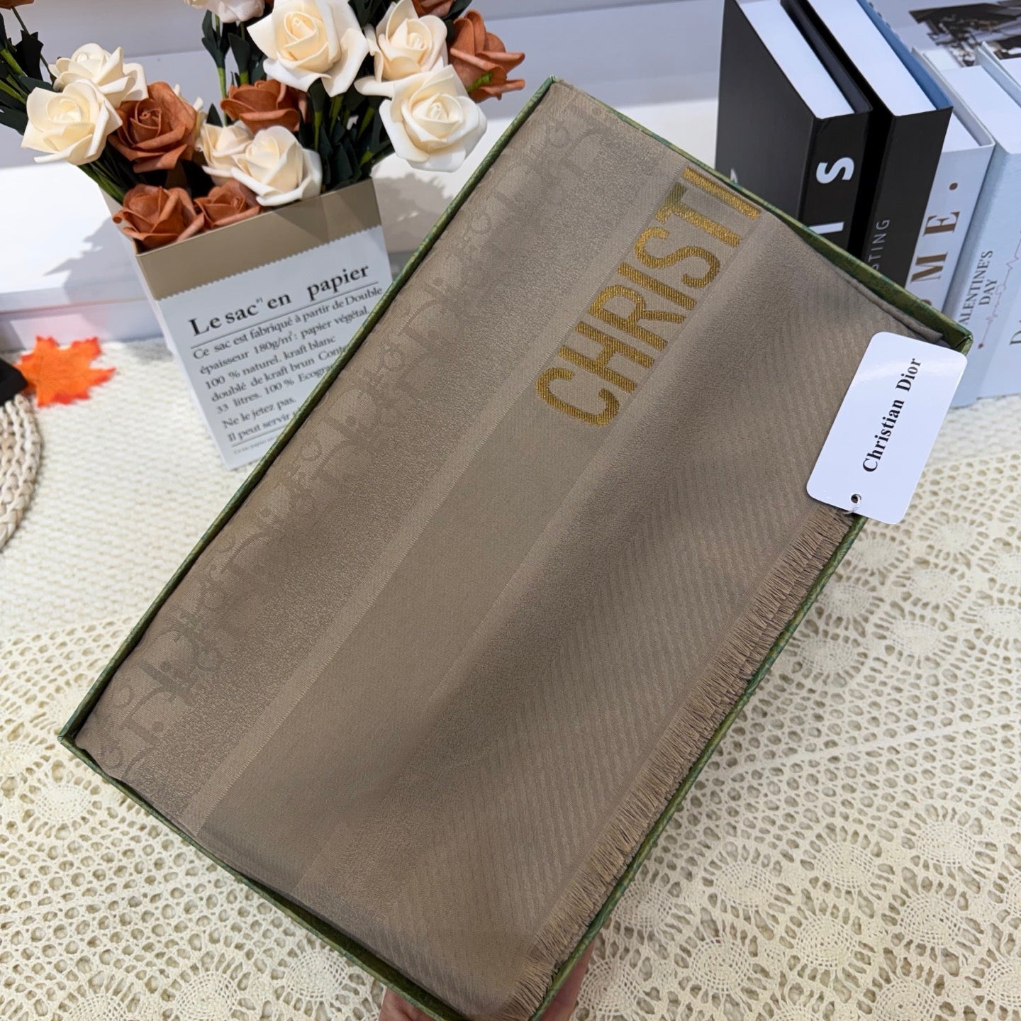 CD 26s Scarf 140cm In Cashmere Silk 281271